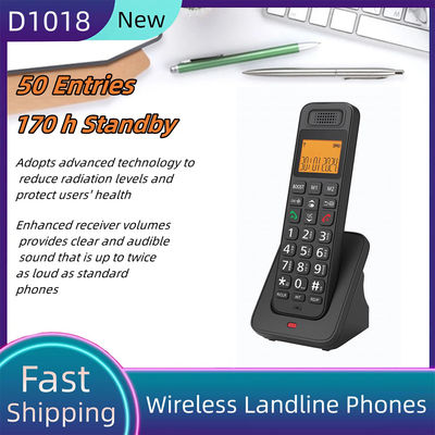 D1018 Bezprzewodowy telefon stacjonarny LCD o niskim promieniowaniu z funkcją rozmów w trybie głośnomówiącym do biura lub domu, wysokość około 21 cm