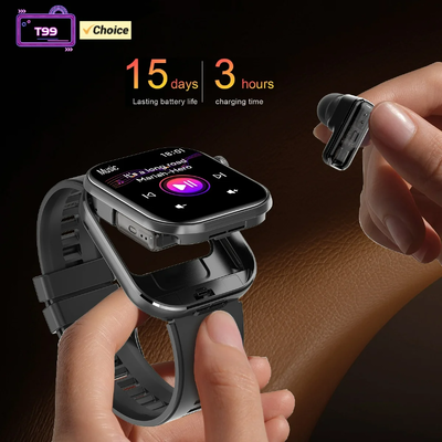 T99 TWS Smart Watch Wireless Earbuds BT5.0 Bluetooth Call IP67 Waterproof  300mAh
